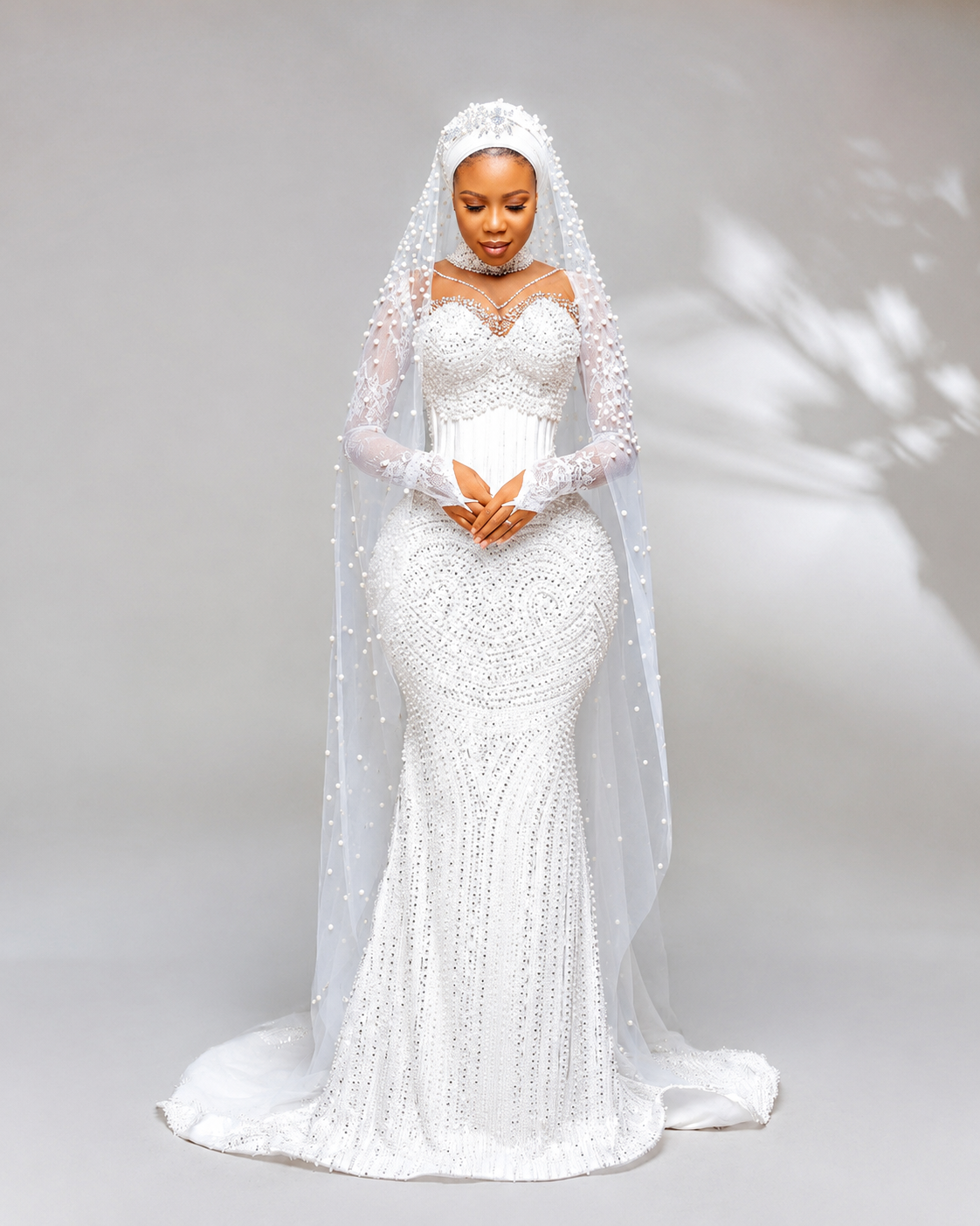 Luxury Pearl Mermaid Bridal Gown