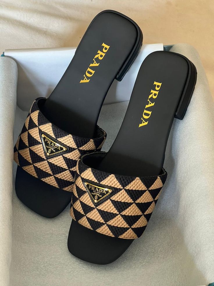Prada Geometric Pattern Slide Sandals
