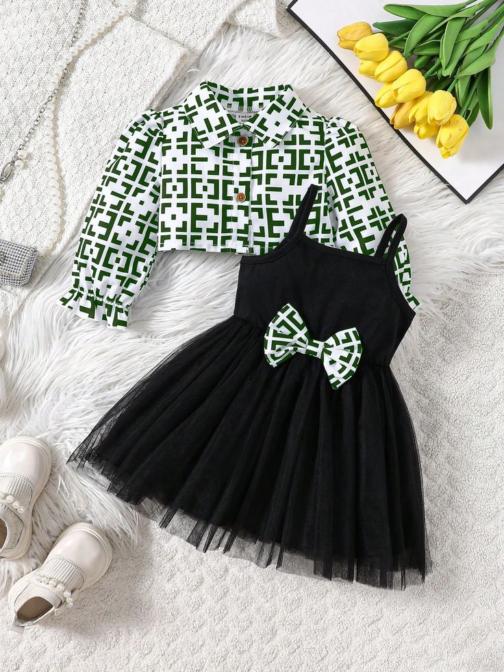 Elegant  green and black tutu set