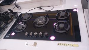 Happy home 5-burner tempered glass gas hob