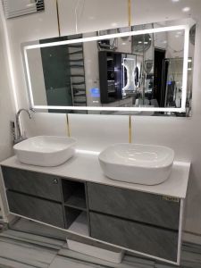 Happy home double sink bathroom vanity with a led light long mirror or double-sink bathroom vanity c