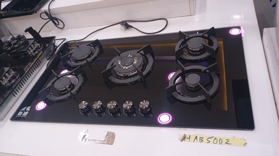 Happy home 5-burner tempered glass gas hob