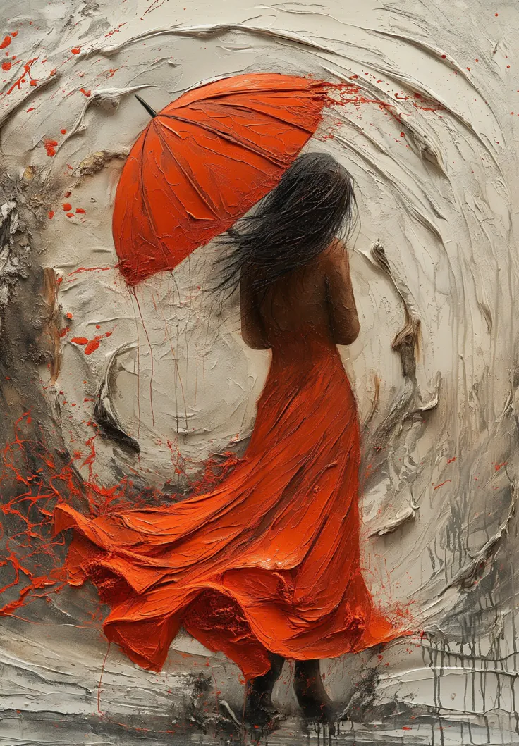 Lady In Red Umbrella