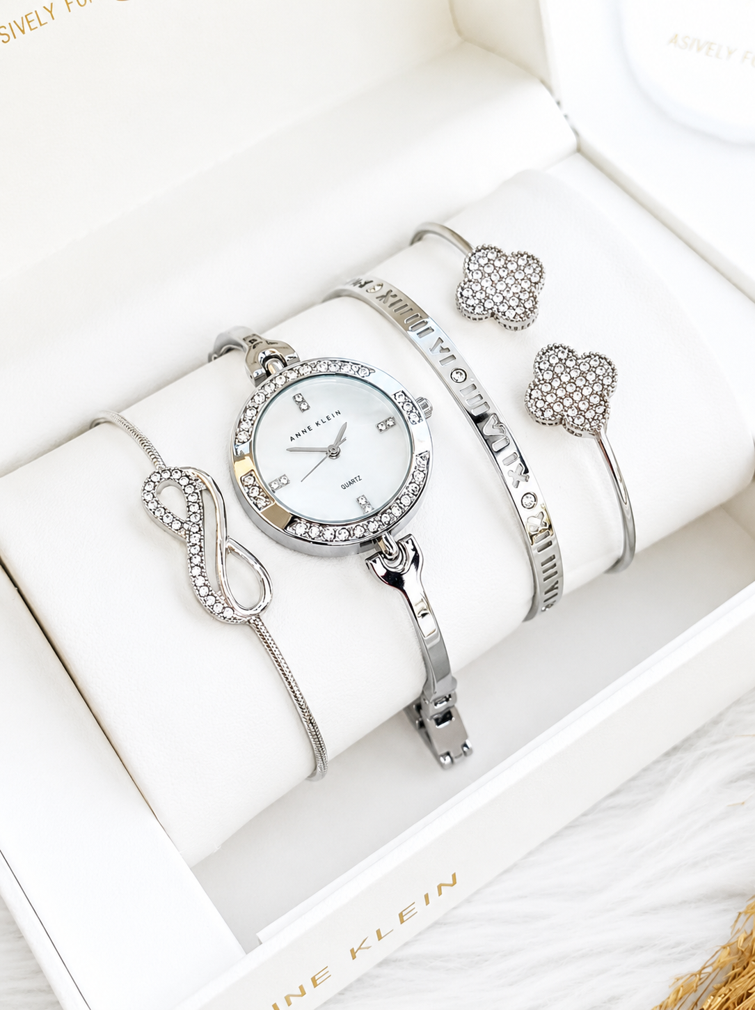 Silver Crystal Elegance Watch & Jewelry Set