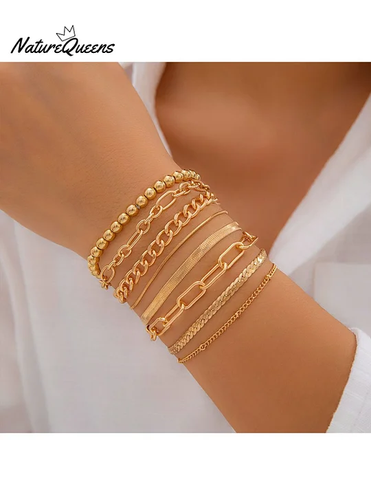Golden Layered Chain Bracelet Set