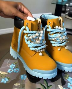 Timberland-style work boots (classic 6-inch silhouette).
