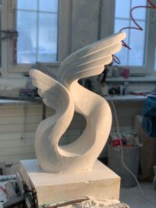 Abstract Wing-Like White Sculpture