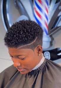 Stylish Curly Fade Haircut with Side Design