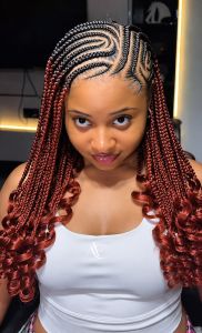 Red Cornrow-to-Box Braid Fusion