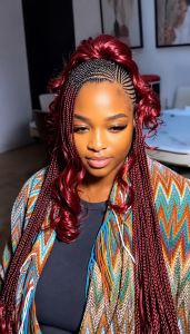Burgundy Cornrow & Curl Blend