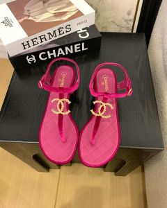Chanel Pink Quilted Sandals with Pearl Logo