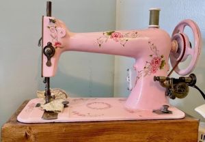 Vintage Floral Hand-Painted Sewing Machine