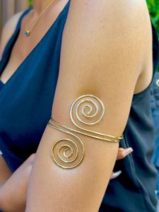 Minimalist Gold Color Spiral Upper Arm Cuff Bracelet