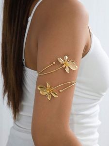 Gold Plated Geometric Punk Flower Cuff Bracelet