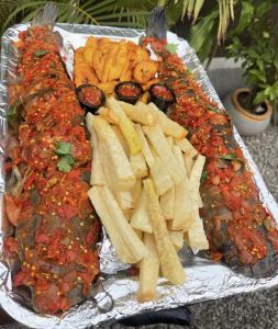 Grilled Fish Platter with Fried Yam & Plantain
