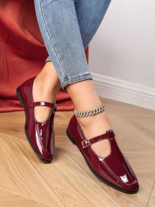 Burgundy Patent Mary Jane Flats