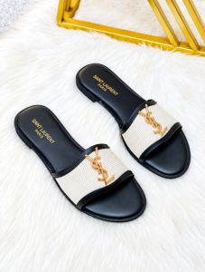 Black & Cream YSL-Inspired Slide Sandals