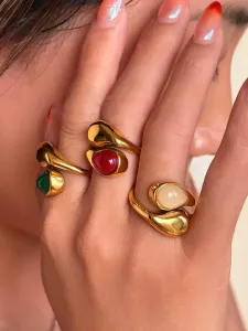 Gold-Tone Colorful Gemstone Rings