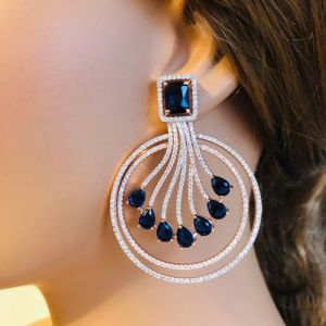 YULEM Genuine Rainbow Sapphire Dangle Earrings