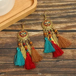18K Gold Plated Long Tassel Drop Earrings