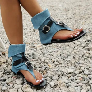 Women's Blue Denim Gladiator Sandals
