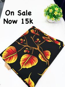 Black, Red, and Yellow Floral Ankara Fabric