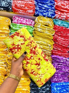 Lime Green and Burgundy African Ankara Fabric