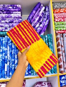 Yellow and Wine-Red Tie-Dye Ankara Fabric