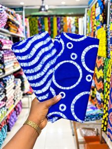 Royal Blue and White Tie-Dye Ankara Fabric (2-Piece Set)
