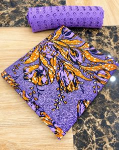 Luxury Ankara Fabric with Purple Lace – 2-Piece Combo
