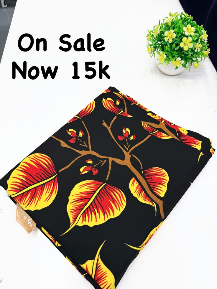 Black, Red, and Yellow Floral Ankara Fabric