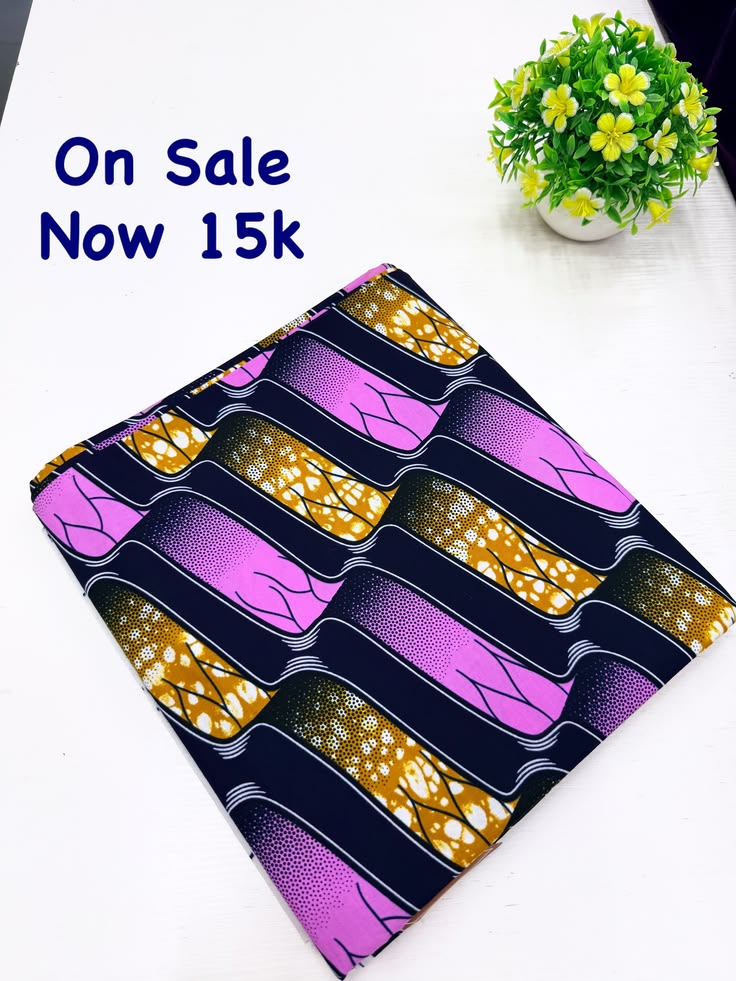 Pink, Navy Blue, and Gold African Ankara Fabric