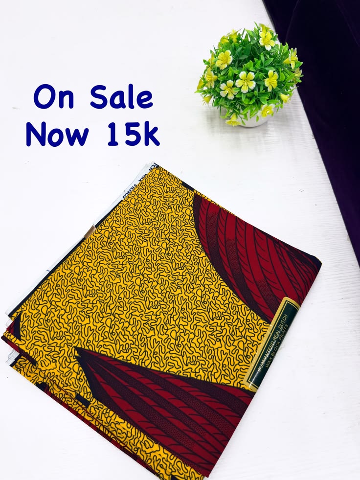 Yellow and Burgundy Red African Ankara Fabric