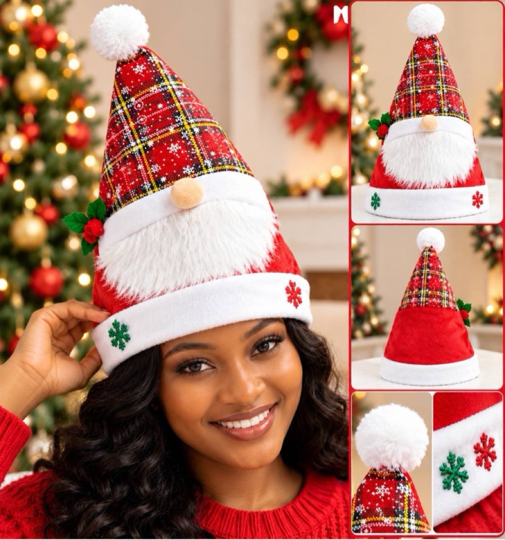 Christmas Cap with Snowflake Embroidery  